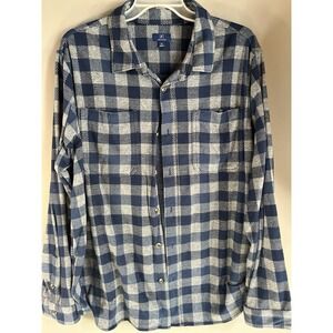 George Men's 3XL Heavy Weight‎ Blue & Gray Plaid Button Up Flannel